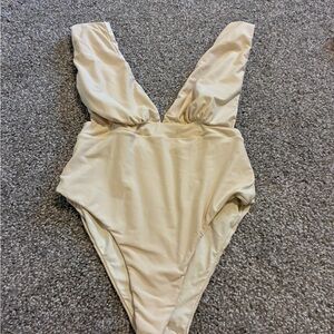 Elegant Cream One-Piece Swimsuit